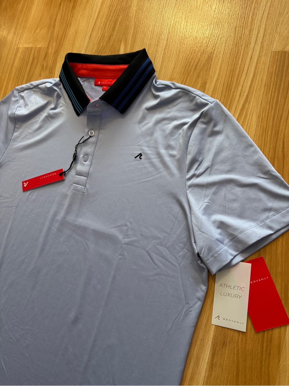 NEW- Redvanly “Harley” Performance Luxury Polo Collared Golf Shirt- Men’s Large
